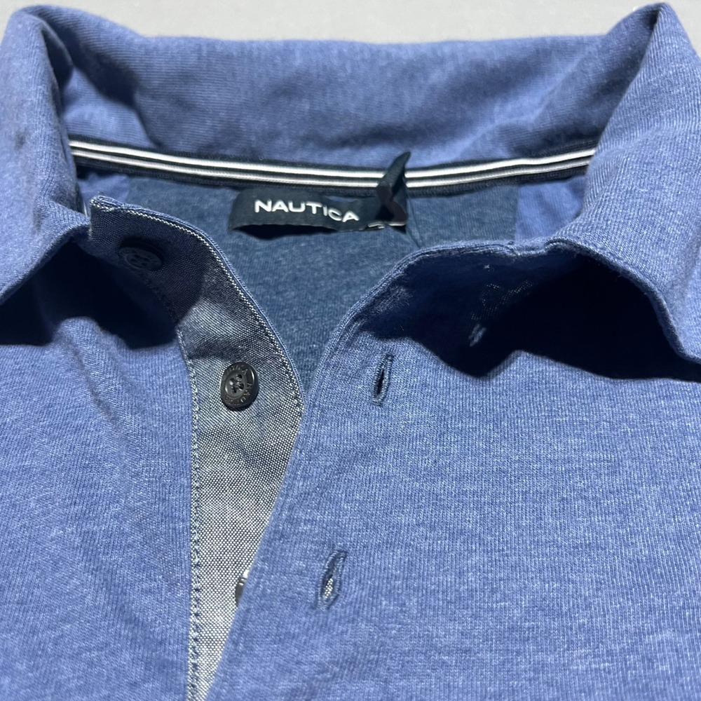 Nautica Mens Blue Heathered Long Sleeve Polo Shirt Size Large NWT - Picture 11 of 16